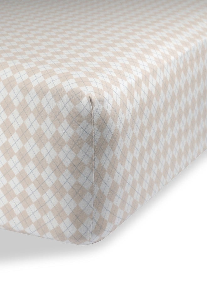Abstract Bassinet Sheets for Baby/Infant Deep Fitted Soft Jersey Knit by Abstract 16" x 32" (Argyle Beige) - Image 1